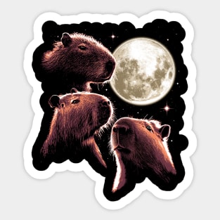 Three Capybara Moon Funny Capybara Meme Mystical Capybara Sticker